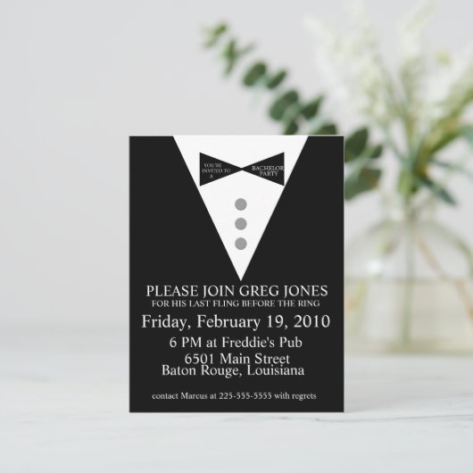 Bachelor Party-uitnodiging Kaart (Staand voorkant)