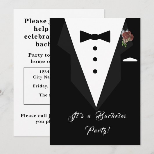 Bachelor Party-uitnodiging Kaart (Voorkant / Achterkant)