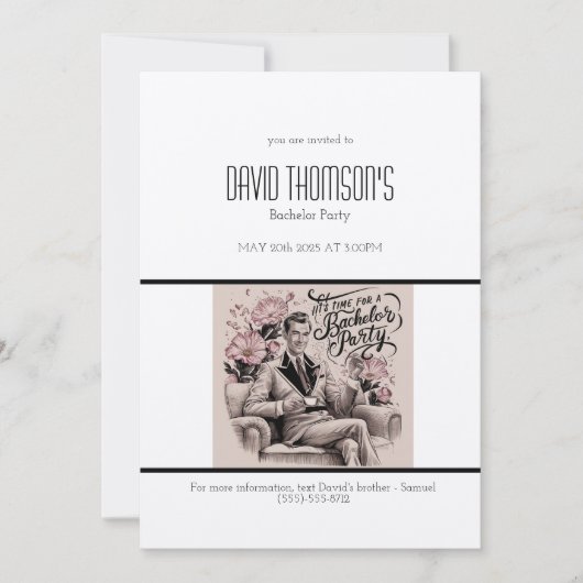 Bachelor Party uitnodiging retro ontwerp (Voorkant)