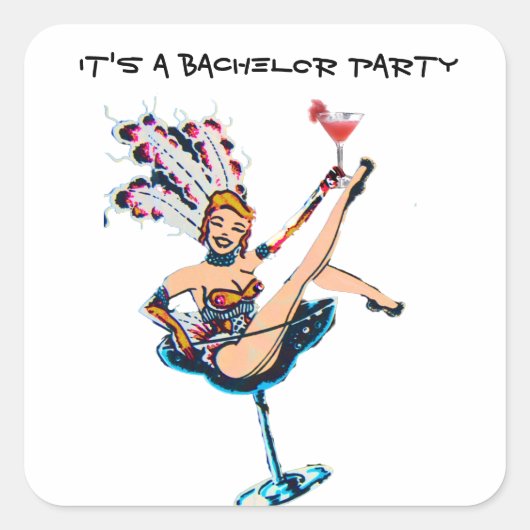 Bachelor Party Vegas Casino Showgirl Vierkante Sticker (Voorkant)