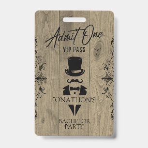 Bachelor Party Vintage Smoking VIP Badge