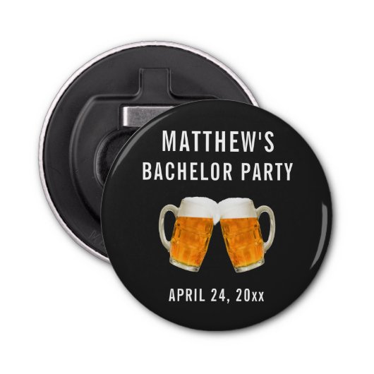 Bachelor Party Weddenschappen voor beierschaafjes Button Flesopener (Voorkant)
