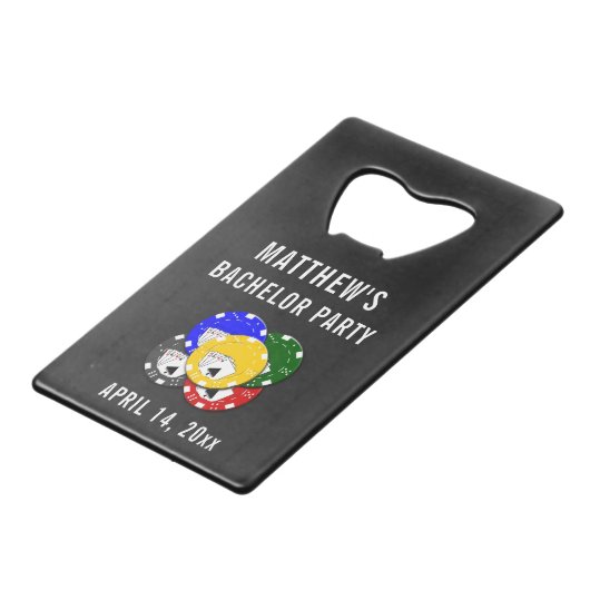Bachelor Party Weddenschappen voor poker gokken Creditkaart Flessenopener (Achterkant Gekanteld)