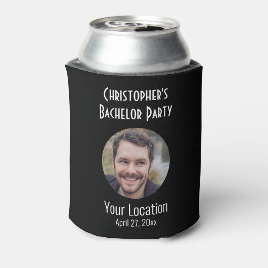 Bachelor Party Wedding Favor Groom Foto Blikjeskoeler (Blikje Achterkant)