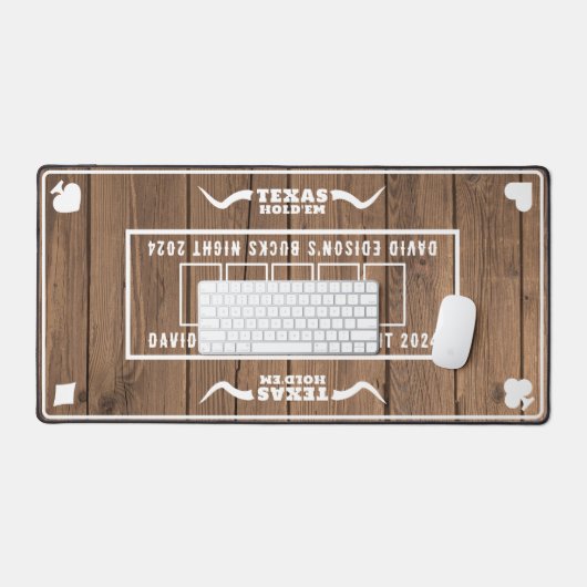 Bachelor Party Western Texas Hold'em Poker Wooden Bureaumat (Keyboard & Muis)