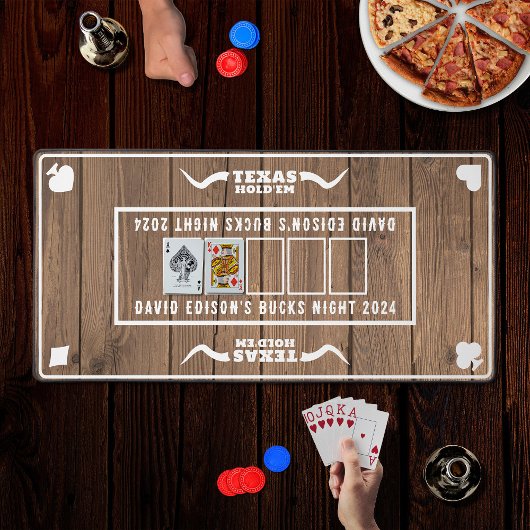 Bachelor Party Western Texas Hold'em Poker Wooden Bureaumat