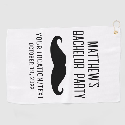 Bachelor Party Zwart Mustache Bruiloft Golfhanddoek (Horizontaal)