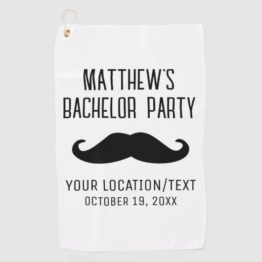 Bachelor Party Zwart Mustache Bruiloft Golfhanddoek (Voorkant)