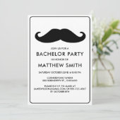 Bachelor Party Zwart Mustache Bruiloft Kaart (Staand voorkant)