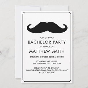 Bachelor Party Zwart Mustache Bruiloft Kaart