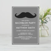 Bachelor Party Zwart Mustache Bruiloft Kaart (Staand voorkant)