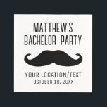 Bachelor Party Zwart Mustache Bruiloft Servet<br><div class="desc">Deze zwarte snor bruiloft servet zal een perfecte aanvulling zijn op je vrijgezellenfeest! Personaliseer met de naam van de bruidegom en de titel van het evenement, de locatie van het vrijgezellenfeest of een ander aangepast bericht, en de datum van het vrijgezellenfeest.</div>