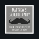 Bachelor Party Zwart Mustache Bruiloft Servet<br><div class="desc">Deze zwarte snor bruiloft servet zal een perfecte aanvulling zijn op je vrijgezellenfeest! Personaliseer met de naam van de bruidegom en de titel van het evenement,  de locatie van het vrijgezellenfeest of een ander aangepast bericht,  en de datum van het vrijgezellenfeest.</div>