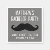 Bachelor Party Zwart Mustache Bruiloft Servet (Voorkant)
