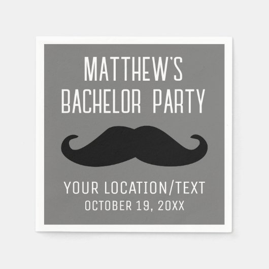 Bachelor Party Zwart Mustache Bruiloft Servet (Voorkant)