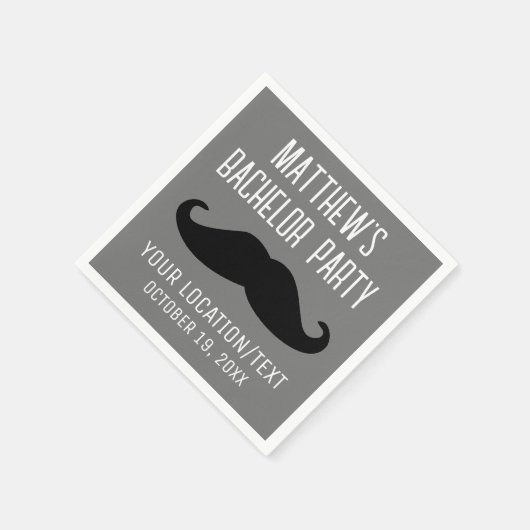 Bachelor Party Zwart Mustache Bruiloft Servet (Hoek)