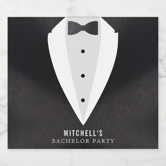 Bachelor Party Zwart pak & Bowtie Bier Etiket (Enkel label)