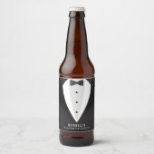 Bachelor Party Zwart pak & Bowtie Bier Etiket (Voorkant)