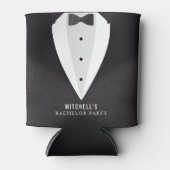 Bachelor Party Zwart pak & Bowtie Blikjeskoeler (Voorkant)