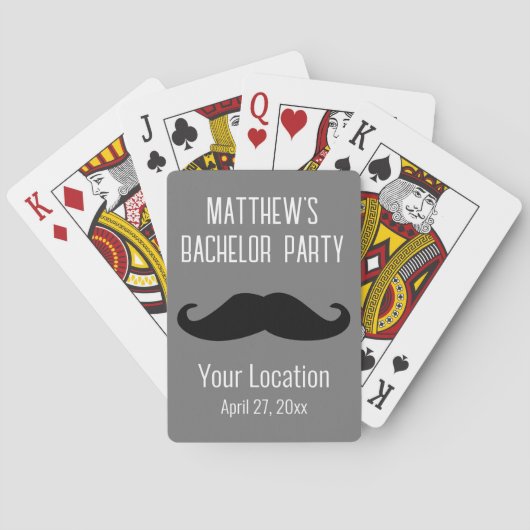 Bachelor Party Zwarte snor bruiloft gunst Pokerkaarten (Achterkant)
