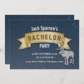 Bachelor Stag Party Gold Ribbon Starry Kaart (Voorkant / Achterkant)