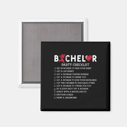 Bachelor Supply Party Checklist Groom Groomsmen Magneet (Voorkant / Achterkant)