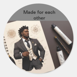Bachelor trouwpak ronde sticker