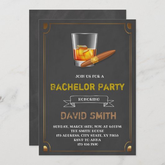 Bachelor-uitnodiging voor igar kaart (Voorkant / Achterkant)