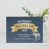 Bachelor Uitstap Feest Gouden Lint Ster Uitnodigin Kaart (Staand voorkant)