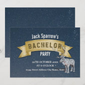 Bachelor Uitstap Feest Gouden Lint Ster Uitnodigin Kaart (Voorkant / Achterkant)