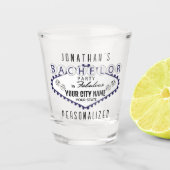 Bachelor - Vegas Style - Donkerblauw Shot Glas (Voorkant)