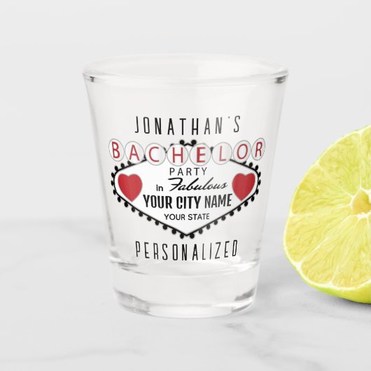 Bachelor - Vegas Style - Rood Shot Glas (Voorkant)