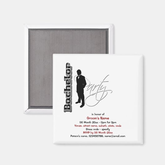 Bachelor vrijgezellenfeest formeel elegant magneet (Voorkant / Achterkant)
