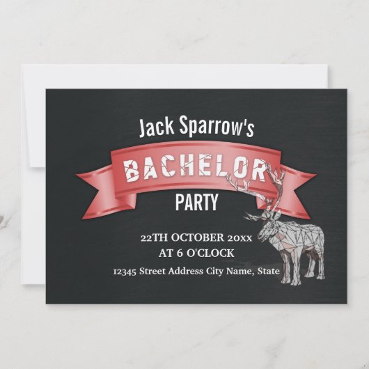 Bachelor vrijgezellenfeest rode lint zwarte metale kaart (Voorkant)