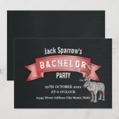 Bachelor vrijgezellenfeest rode lint zwarte metale kaart (Voorkant / Achterkant)