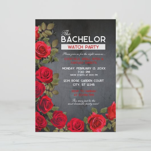Bachelor Watch Party Invitation, 5 x 7 inch (zwart Kaart (Staand voorkant)