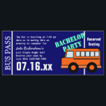 Bachelorbuspas Oranje blauw Programmakaart<br><div class="desc">Oranje bus en koninklijke achtergrondkleur. Creëer uw eigen route op deze buspas,  verander ook de kleur van het ticket.  voor elk evenement.</div>