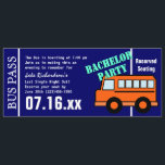 Bachelorbuspas Oranje blauw Programmakaart<br><div class="desc">Oranje bus en koninklijke achtergrondkleur. Creëer uw eigen route op deze buspas,  verander ook de kleur van het ticket.  voor elk evenement.</div>