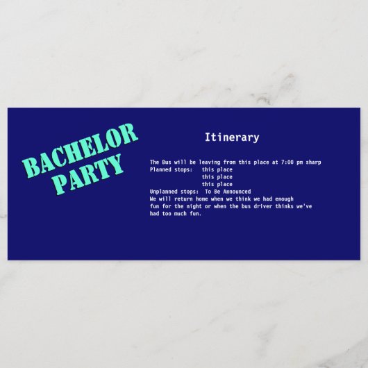 Bachelorbuspas Oranje blauw Programmakaart (Achterkant)