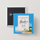 Bachelorette aan het strand - aangepaste kippenfee vierkante button 5,1 cm (Voorkant /achterkant)