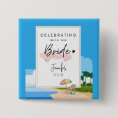 Bachelorette aan het strand - aangepaste kippenfee vierkante button 5,1 cm (Voorkant)