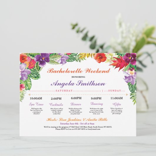 Bachelorette Aloha Vrijgezellenfeest Programmakaart (Staand voorkant)