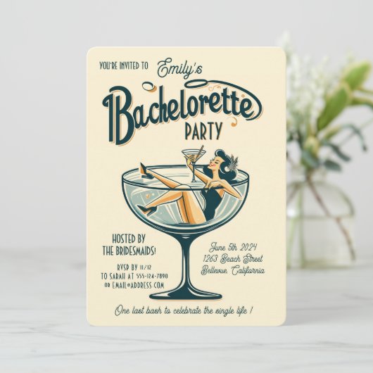 Bachelorette  Bach Party Uitnodiging (Staand voorkant)