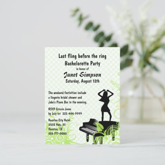 Bachelorette Bachelorette: Groen en wit Kaart (Staand voorkant)