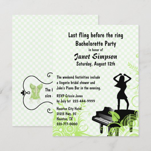 Bachelorette Bachelorette: Groen en wit Kaart (Voorkant / Achterkant)