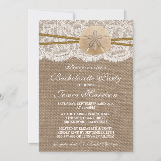 Bachelorette Bachelorette Rustic Sand Dollar Kaart (Voorkant)