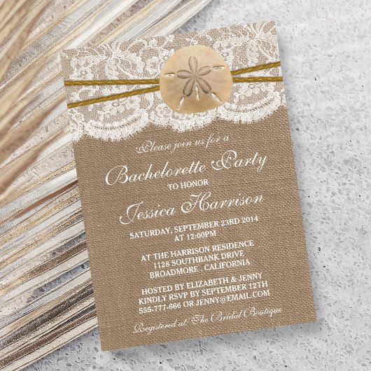 Bachelorette Bachelorette Rustic Sand Dollar Kaart