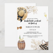 Bachelorette, bachelorette voor wijn, rondvliegend save the date (Voorkant / Achterkant)