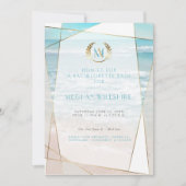 Bachelorette Bash | Modern Monogram Strandhuwelij Kaart (Voorkant)