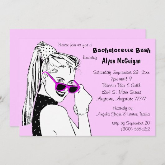 Bachelorette Bash roze uitnodiging (Voorkant / Achterkant)